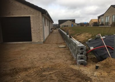 Belægning 60*60 og danblokke støtte mur